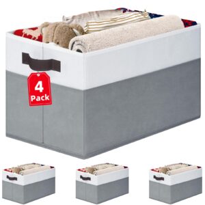 Set of 4 Fabric Storage Bins with Handles – 14"x10" Closet & Shelf Organizer