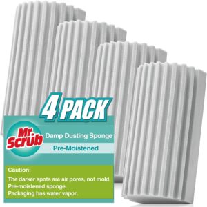 4-Pack Damp Dusting Sponges – Reusable Grey Cleaning Pads for Blinds, Fan Blades, Floorboards, Vents, Mirrors