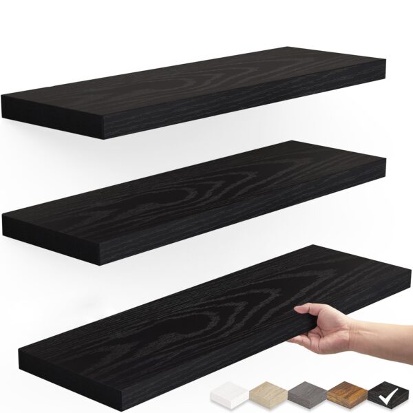 Modern Black Floating Wall Shelves