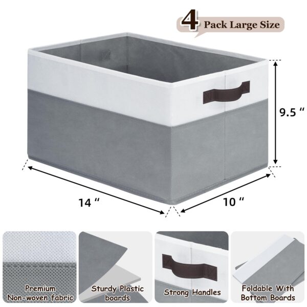 Set of 4 Fabric Storage Bins with Handles – 14"x10" Closet & Shelf Organizer