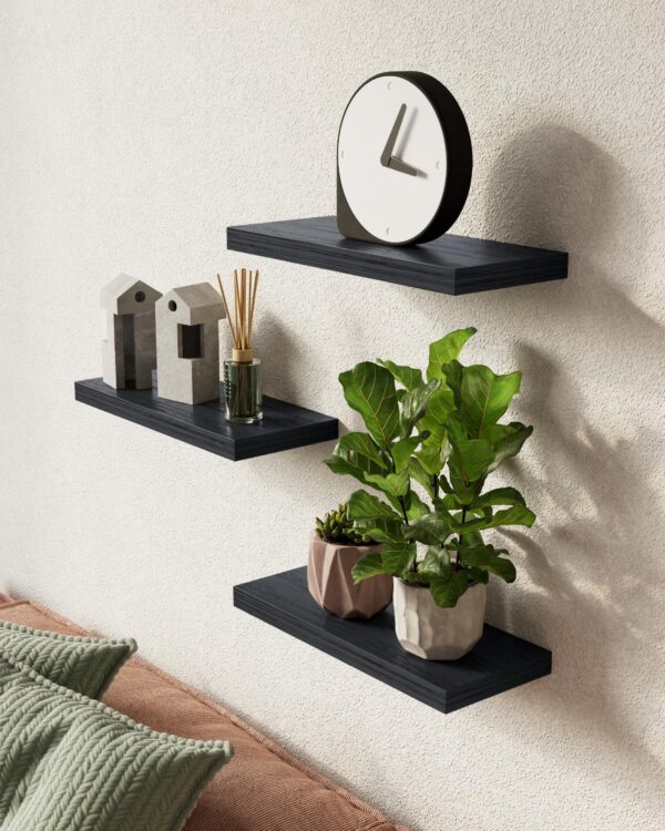 Modern Black Floating Wall Shelves