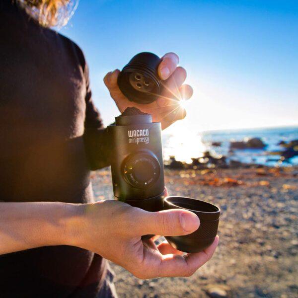 WACACO Minipresso GR, Portable Espresso Maker, Uses Ground Coffee, Hand-Operated, Ideal for Travel and Camping