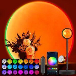 Sunset Lamp Projector with App & Button Control – 360° Rotating LED Light, Multicolor Mood Lamp for Bedroom, Room Decor, Parties, Christmas Gifts, TikTok Setup