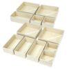 12-Pack Foldable Drawer Organizers – Fabric Storage Bins & Dividers for Clothes, Baby Items, Underwear, Socks, Nursery & Dresser Drawers (Beige)
