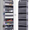 Over-the-Door Hanging Organizer – 5 Large Pockets + 10 Mesh Side Pockets, Clear Window, Heavy-Duty 44 lb Capacity, for Toys, Shoes, Diapers & More, 5-Layer Storage (Dark Grey)