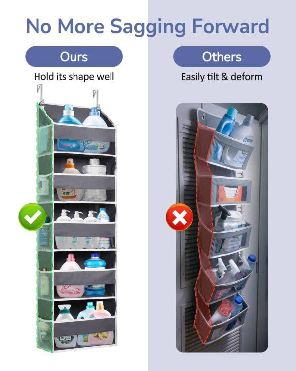 Over-the-Door Hanging Organizer – 5 Large Pockets + 10 Mesh Side Pockets, Clear Window, Heavy-Duty 44 lb Capacity, for Toys, Shoes, Diapers & More, 5-Layer Storage (Dark Grey)