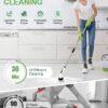 Electric Spin Scrubber – Cordless Power Cleaning Brush with 9 Replaceable Heads, 2-Speed, 2H Battery, Extendable Handle, IPX7 Waterproof for Bathroom, Floor, Tub, Tile & Car (White)