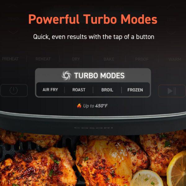 COSORI Air Fryer 9-in-1, Compact & Large 6-Qt, Fast Turbo Modes, 90–450°F Precise Heat for Even Results, Up to 95% Less Oil*, Roast, Bake, Dry, Reheat, Frozen, Broil, Proof, 120V, TurboBlaze, Ceramic