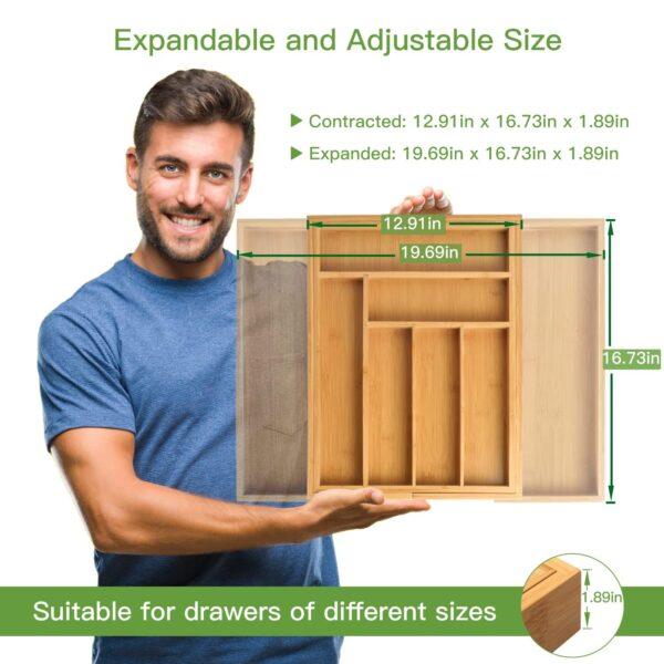 Expandable Bamboo Drawer Organizer