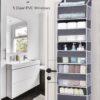 Over-the-Door Hanging Organizer – 5 Large Pockets + 10 Mesh Side Pockets, Clear Window, Heavy-Duty 44 lb Capacity, for Toys, Shoes, Diapers & More, 5-Layer Storage (Dark Grey)