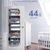 Over-the-Door Hanging Organizer – 5 Large Pockets + 10 Mesh Side Pockets, Clear Window, Heavy-Duty 44 lb Capacity, for Toys, Shoes, Diapers & More, 5-Layer Storage (Dark Grey)