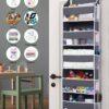 Over-the-Door Hanging Organizer – 5 Large Pockets + 10 Mesh Side Pockets, Clear Window, Heavy-Duty 44 lb Capacity, for Toys, Shoes, Diapers & More, 5-Layer Storage (Dark Grey)