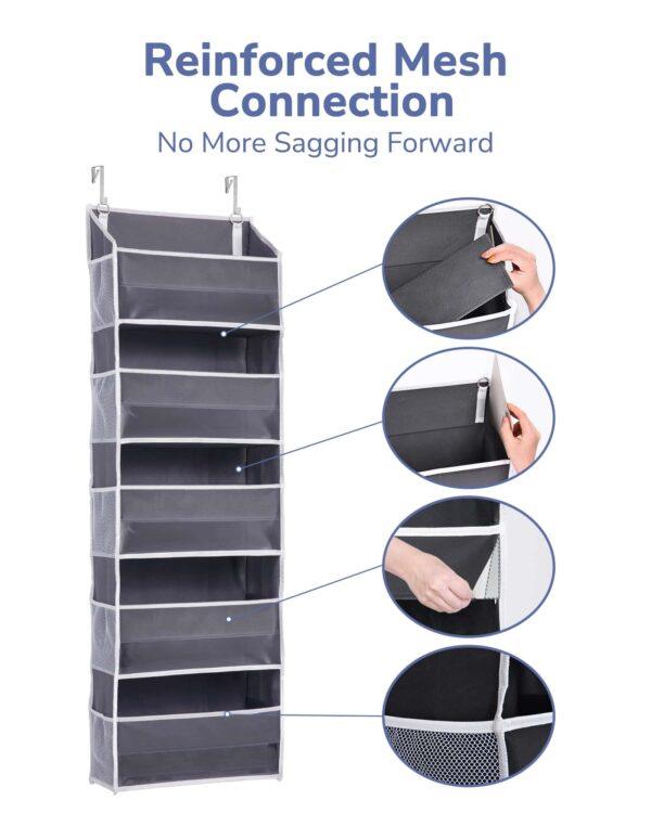 Over-the-Door Hanging Organizer – 5 Large Pockets + 10 Mesh Side Pockets, Clear Window, Heavy-Duty 44 lb Capacity, for Toys, Shoes, Diapers & More, 5-Layer Storage (Dark Grey)